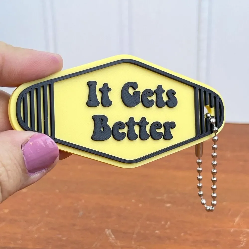 Retro Motel Keychain, It Gets Better, Ballchain Keychain